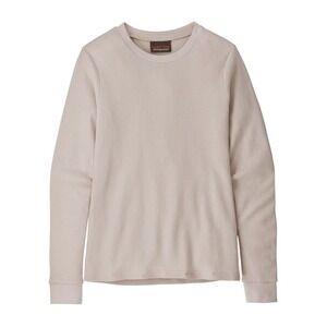 Patagonia Waffle Knit Crewneck Womens L Beige Thermal Work Wear Long Sleeve